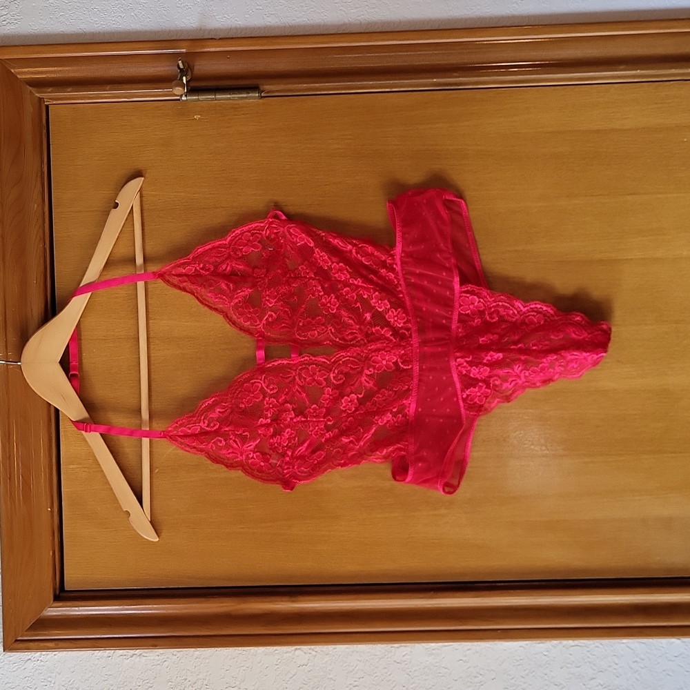 Red floral unlined teddy